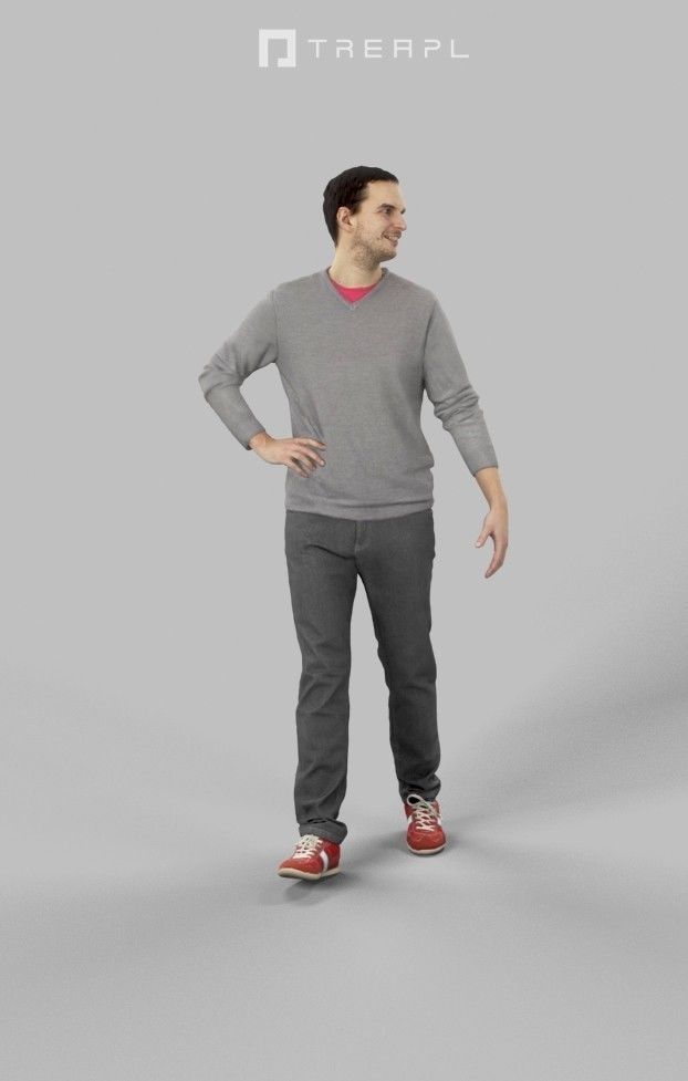 3d crowds and Jest Midground Casual Man Walking Explaining 3D Model Collection_13