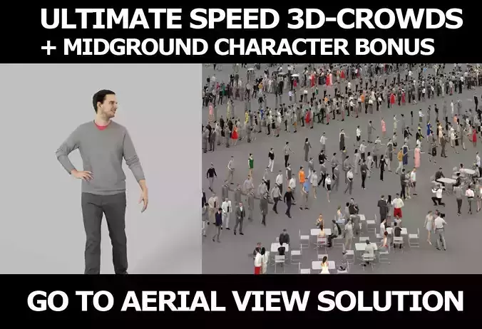 3d crowds and Jest Midground Casual Man Walking Explaining 3D Model Collection
