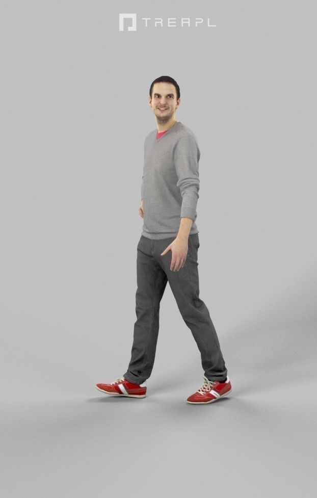 3d crowds and Jest Midground Casual Man Walking Explaining 3D Model Collection_14