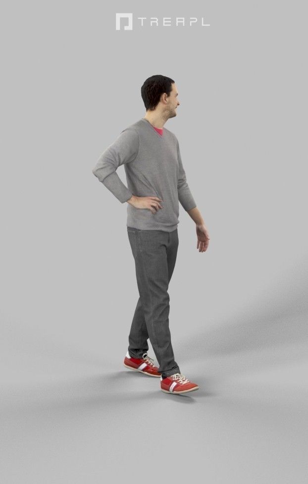 3d crowds and Jest Midground Casual Man Walking Explaining 3D Model Collection_15