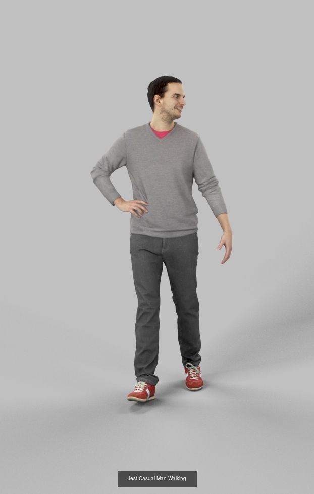 3d crowds and Jest Midground Casual Man Walking Explaining 3D Model Collection_1