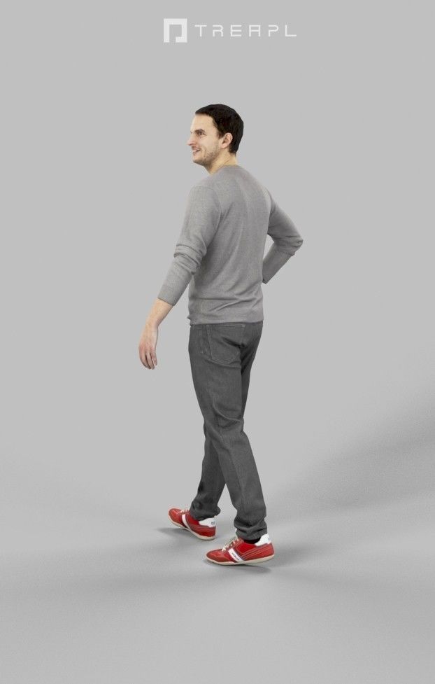 3d crowds and Jest Midground Casual Man Walking Explaining 3D Model Collection_12