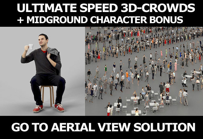 3d crowds Jest with coffee A Midground Casual Sitting Man 3D Model Collection