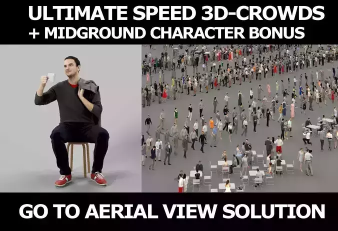 3d crowds Jest with coffee A Midground Casual Sitting Man 3D Model Collection