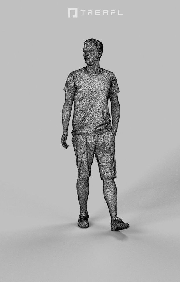 3d crowds Jest a Summer Foreground Casual Walking man 3D Model Collection_19