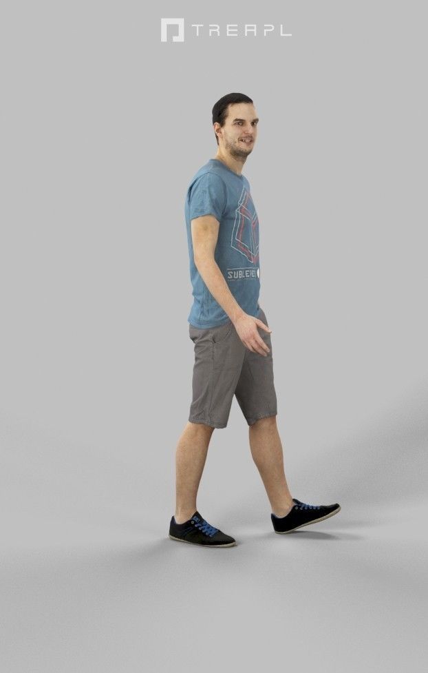 3d crowds Jest a Summer Foreground Casual Walking man 3D Model Collection_16