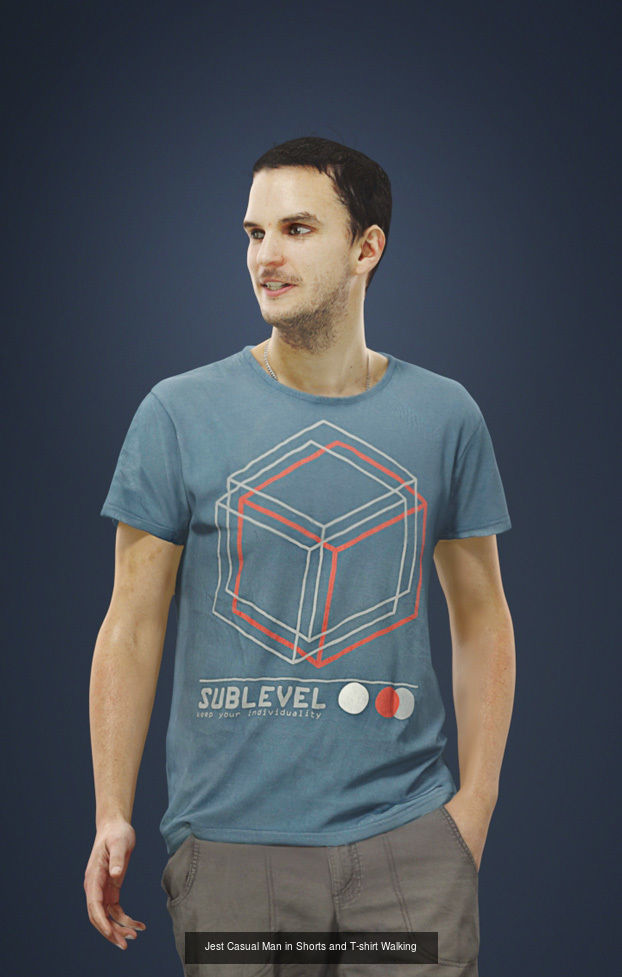 3d crowds Jest a Summer Foreground Casual Walking man 3D Model Collection_1