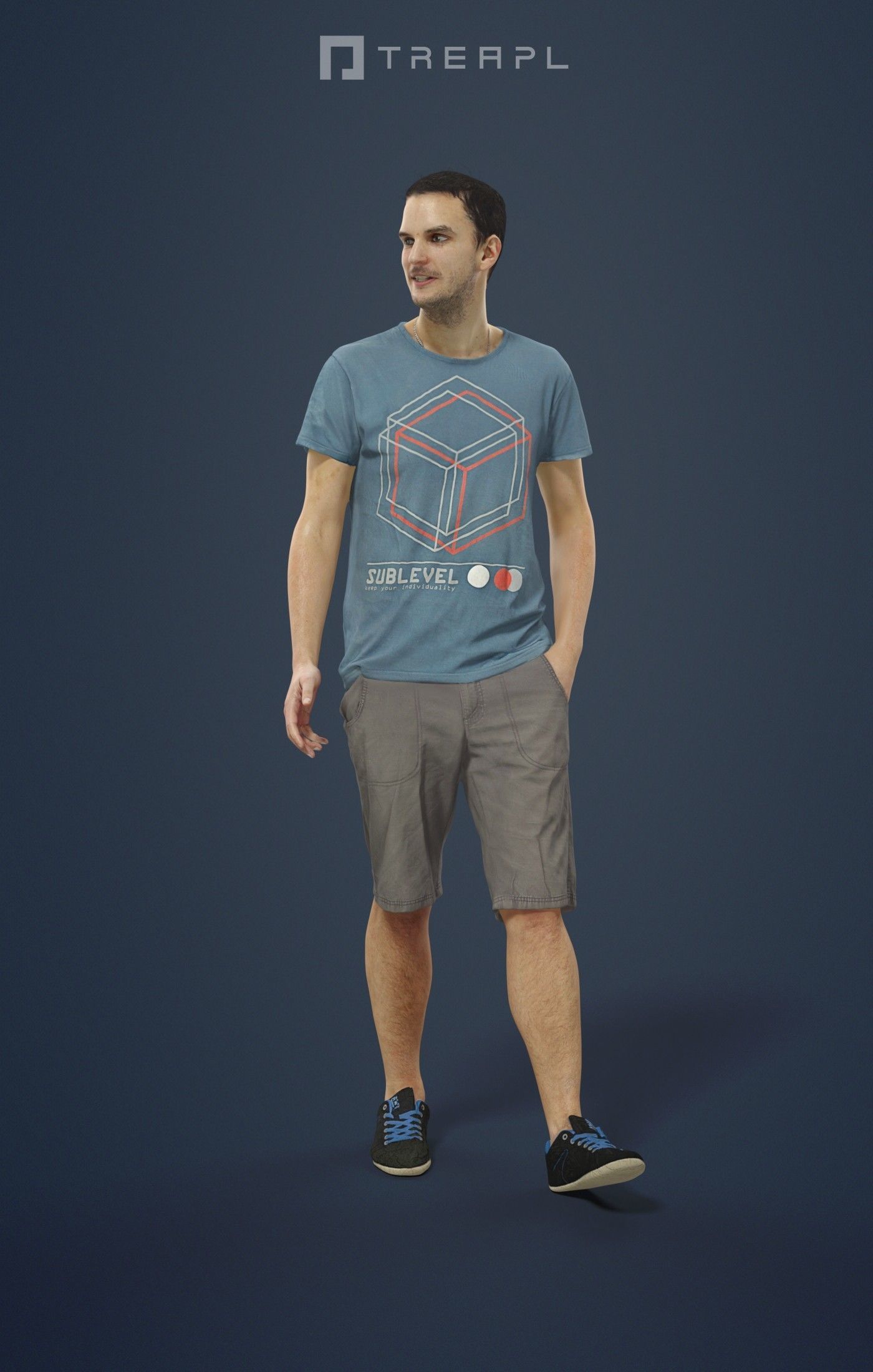 3d crowds Jest a Summer Foreground Casual Walking man 3D Model Collection_21