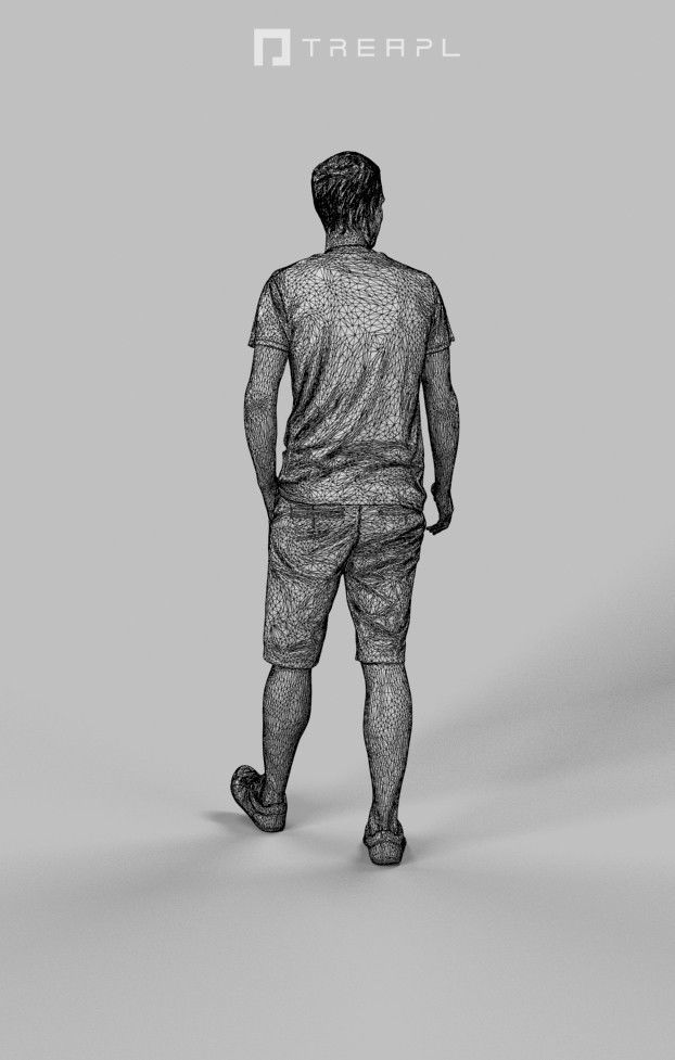 3d crowds Jest a Summer Foreground Casual Walking man 3D Model Collection_18