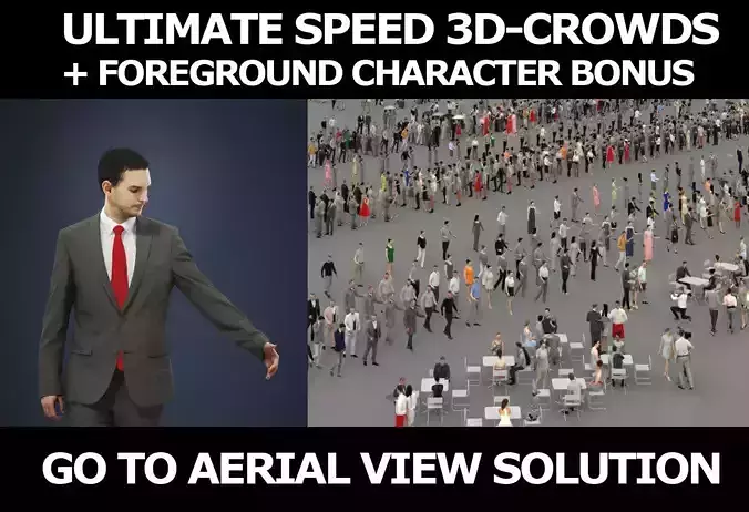 3d crowds and Jest A Foreground Business Man Walking 3D Model Collection