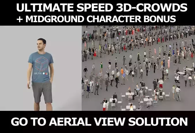 3d crowds Jest Casual Midground Summer Man in Shorts Walking 3D Model Collection