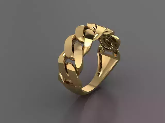 cuban chain woman ring 3D print model