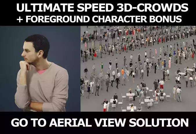 3d crowds and Jest Smart Casual Man Sitting Thinking 3D Model Collection