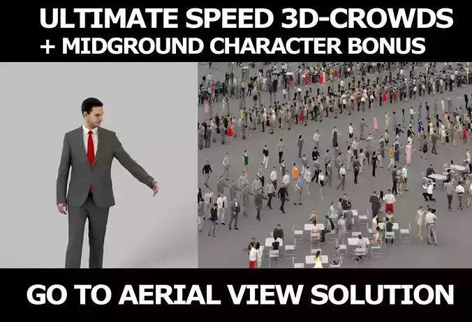 3d crowds and Jest a Midground business man walking gesturing 3D Model Collection