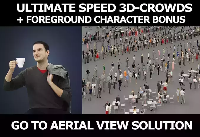 3d crowds and Jest with coffee A Foreground Casual Sitting Man 3D Model Collection