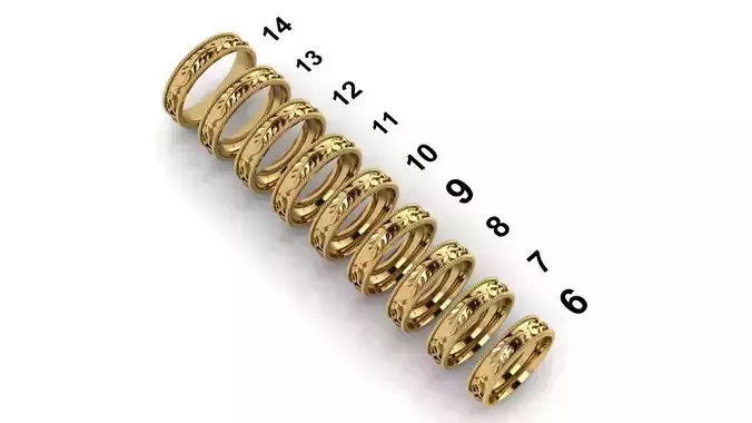 rings set of gold 3D print model