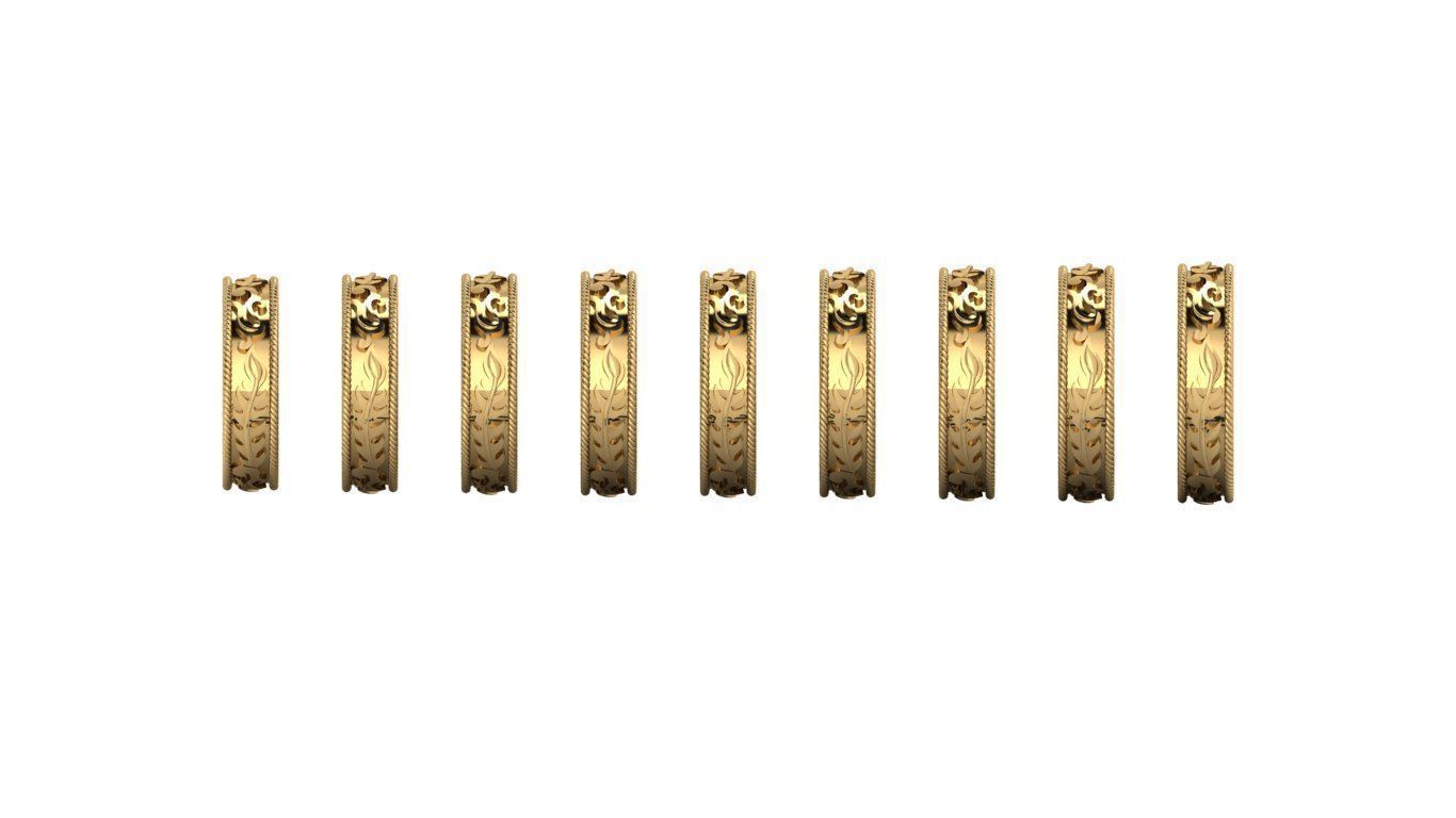 rings set of gold 3D print model_5