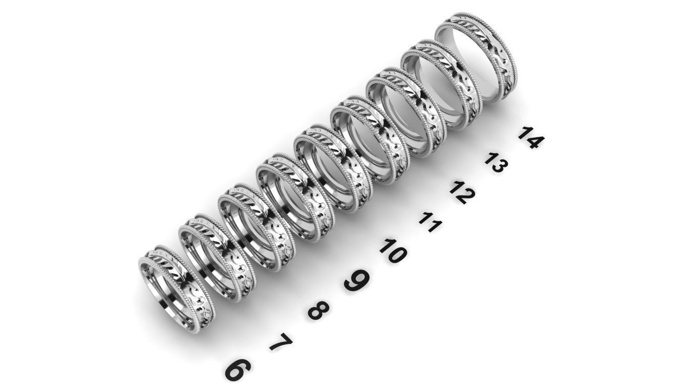 rings set of gold 3D print model_9
