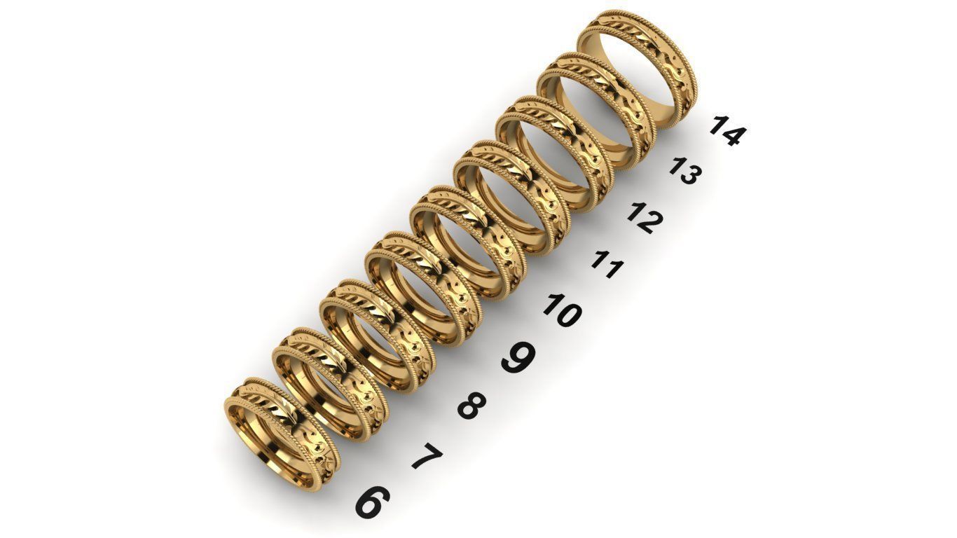 rings set of gold 3D print model_4