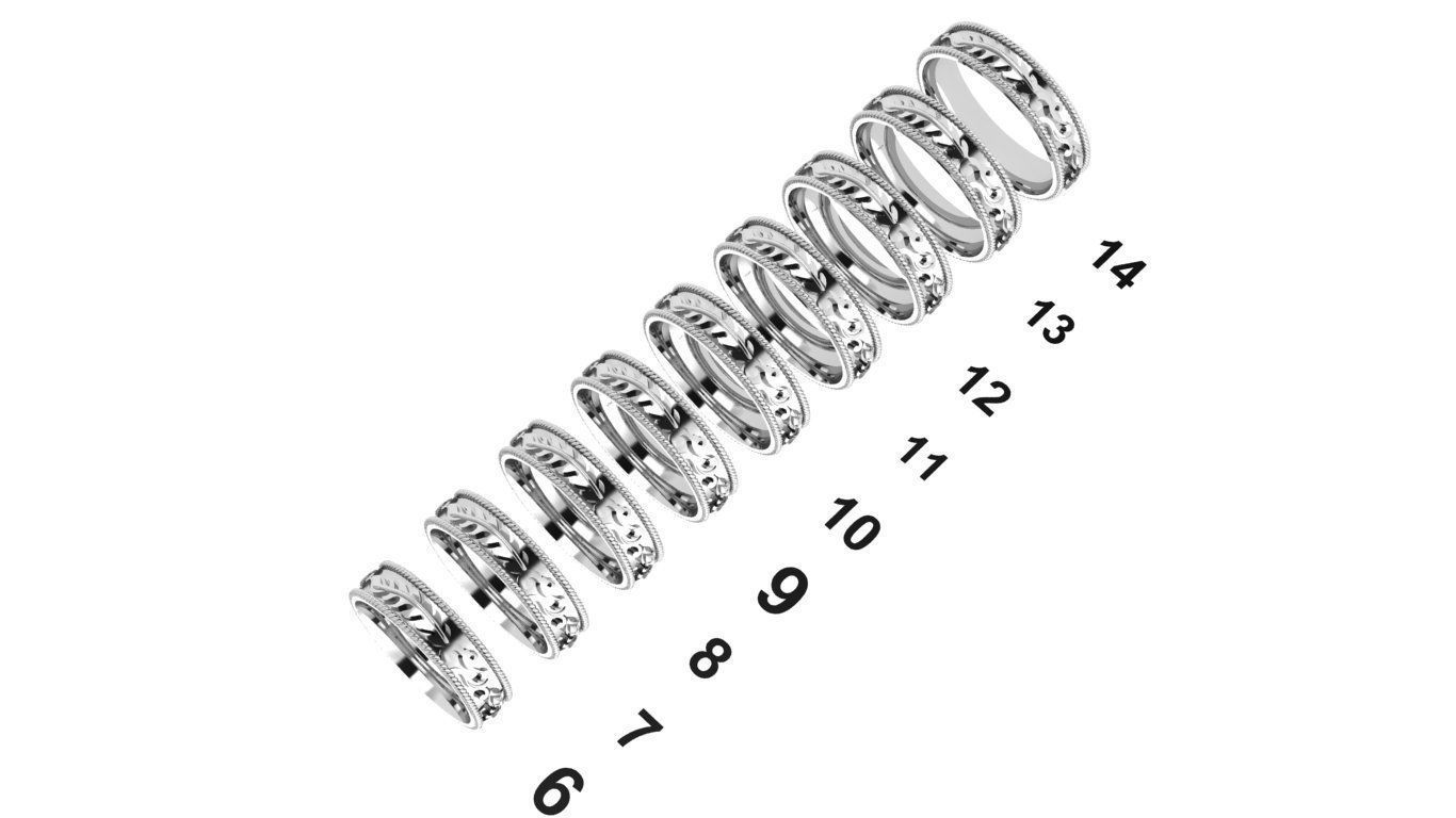 rings set of gold 3D print model_8