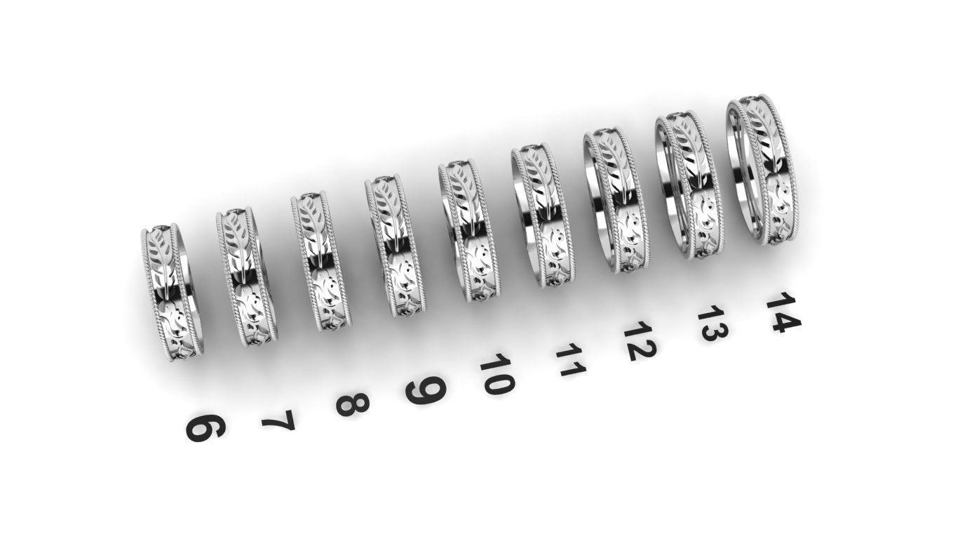 rings set of gold 3D print model_10