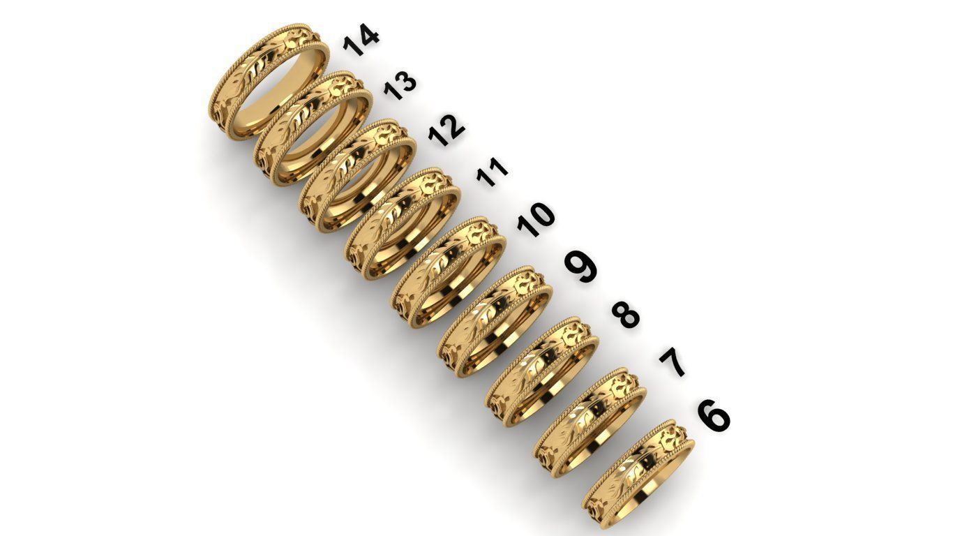rings set of gold 3D print model_6