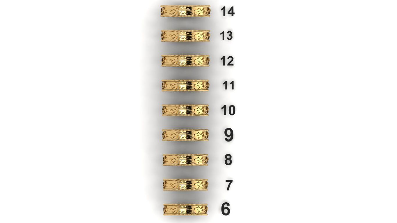 rings set of gold 3D print model_7
