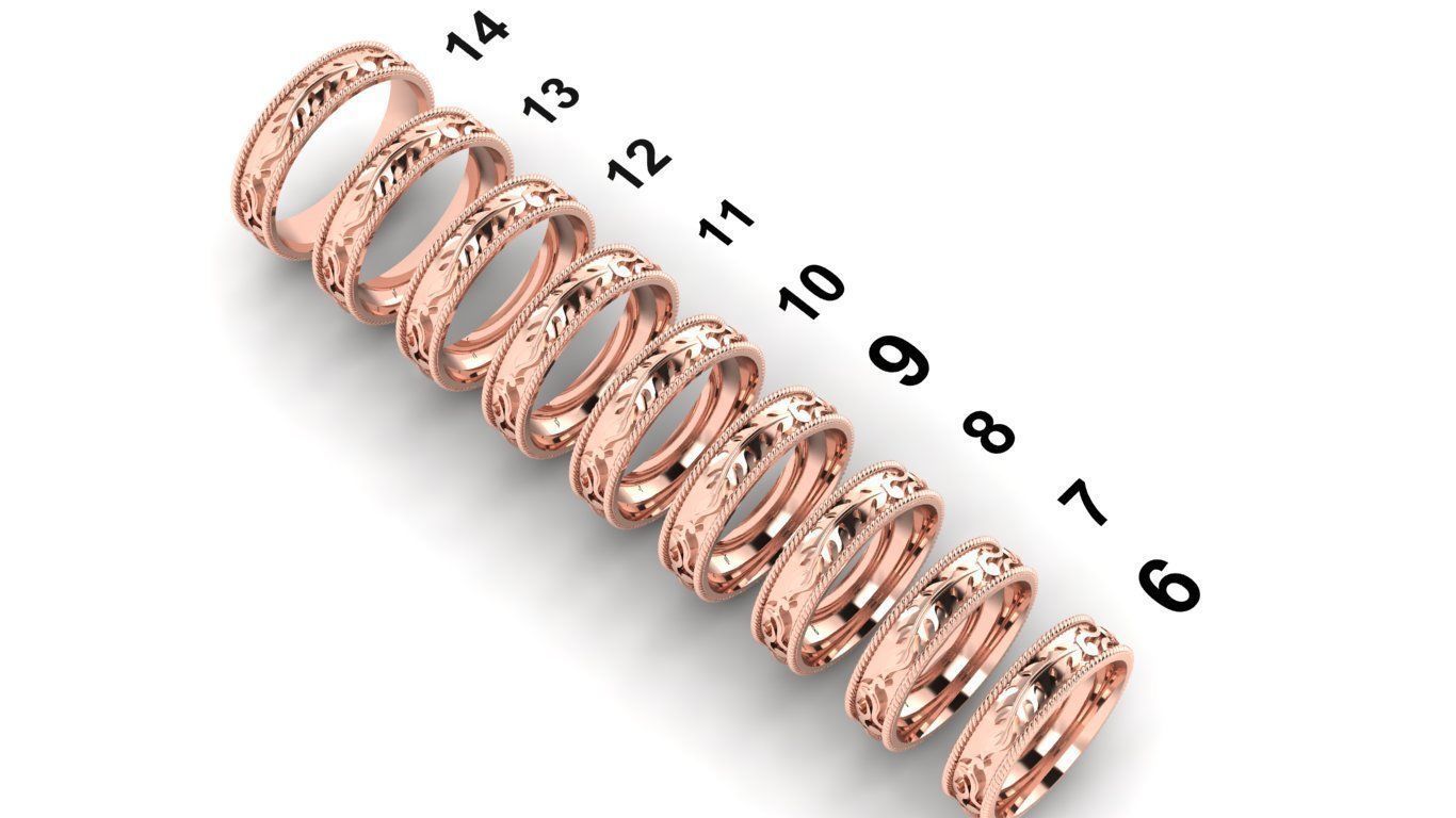rings set of gold 3D print model_2