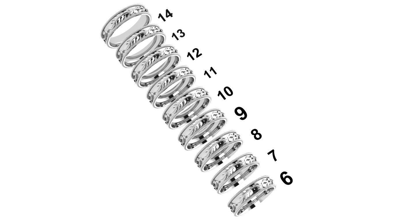 rings set of gold 3D print model_1