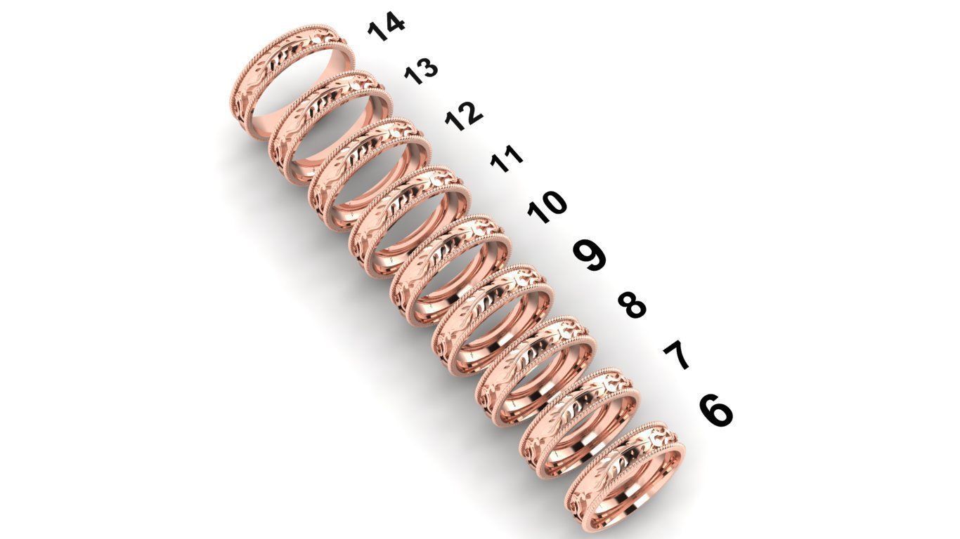 rings set of gold 3D print model_3