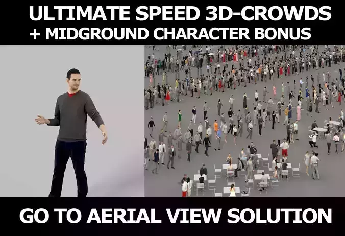 3d crowds Jest A Midground Casual Walking Man Jeans Explaining 3D Model Collection