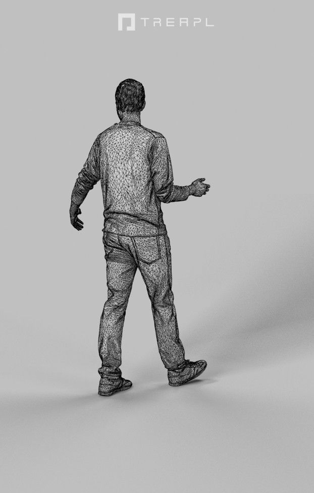 3d crowds Jest A Midground Casual Walking Man Jeans Explaining 3D Model Collection_18