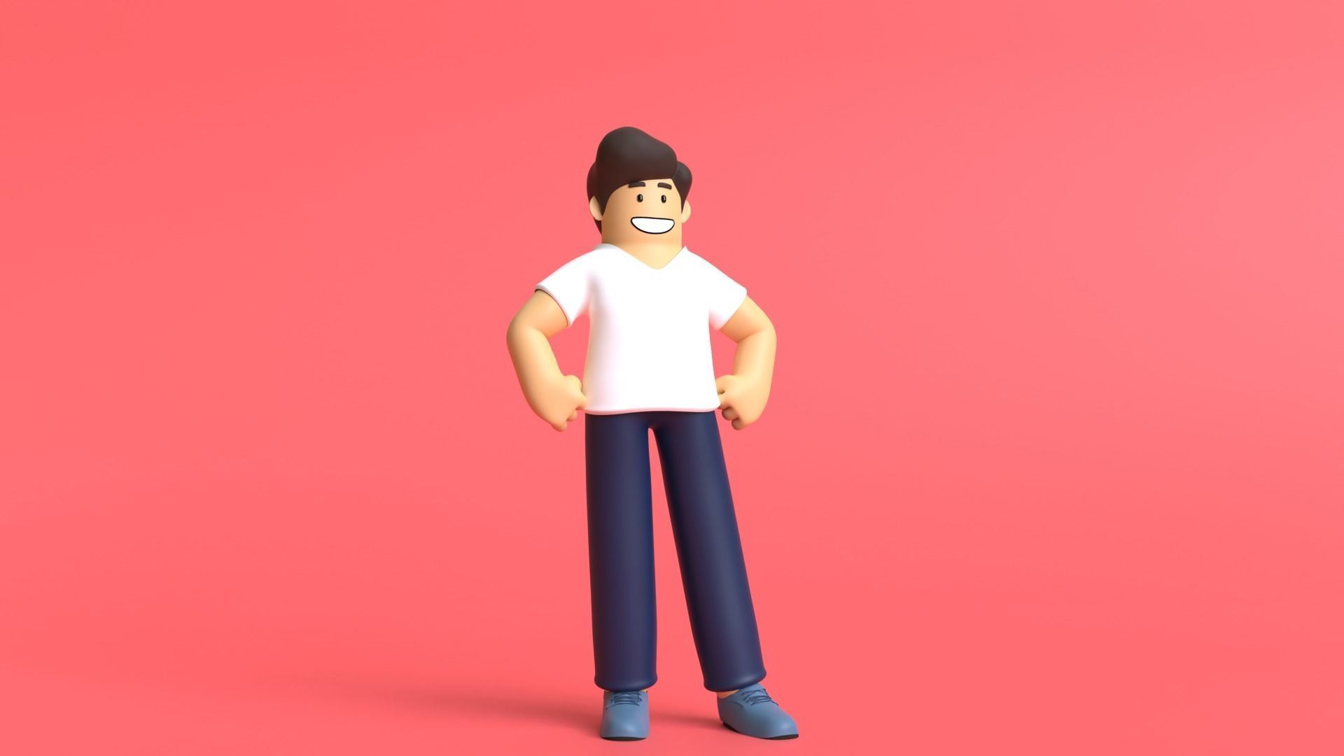 Minimal Cartoon Character Man 3D model_4