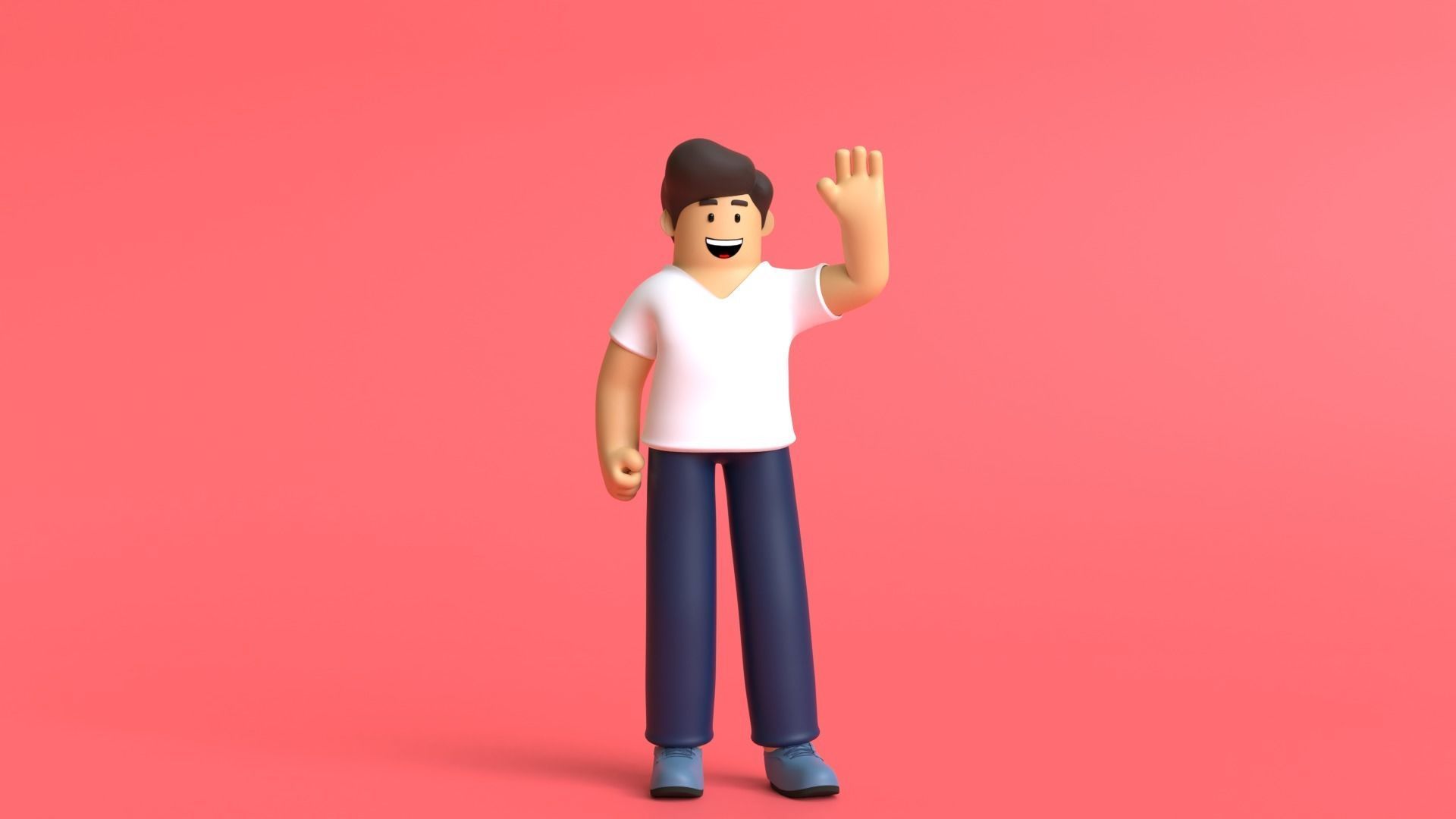 Minimal Cartoon Character Man 3D model_3
