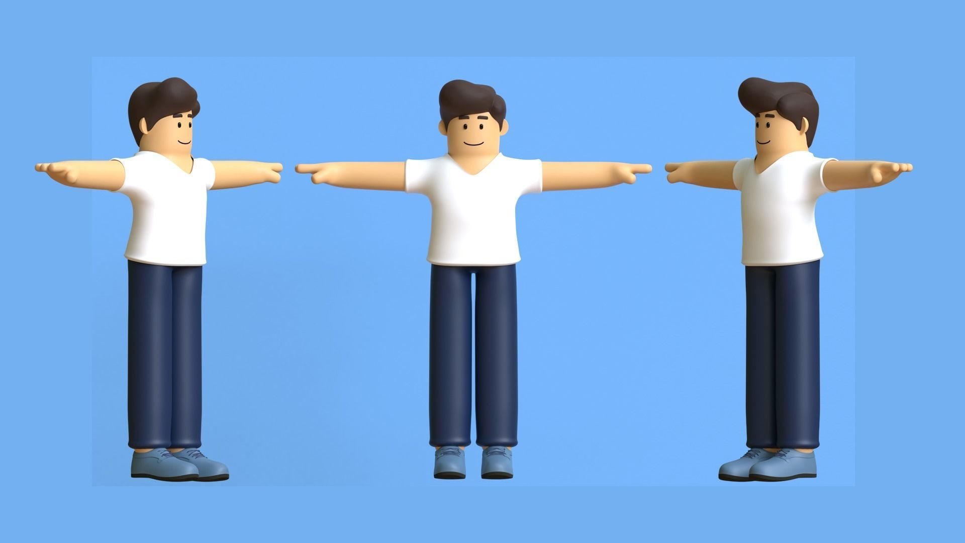 Minimal Cartoon Character Man 3D model_6