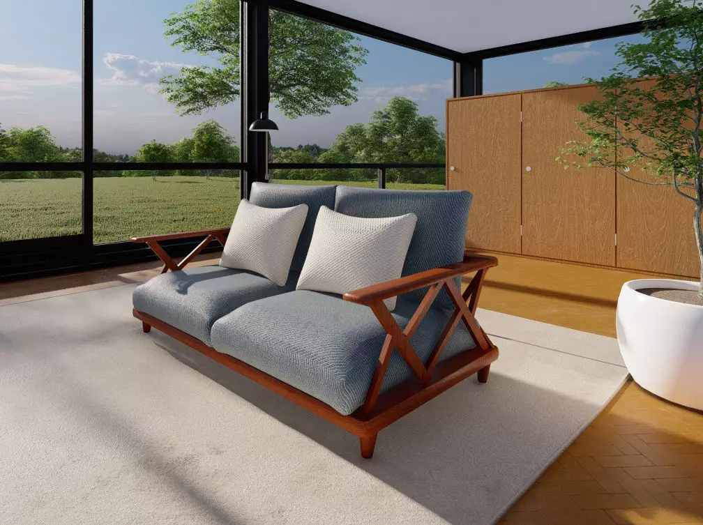 Modern Danish Sofa 3D model_0