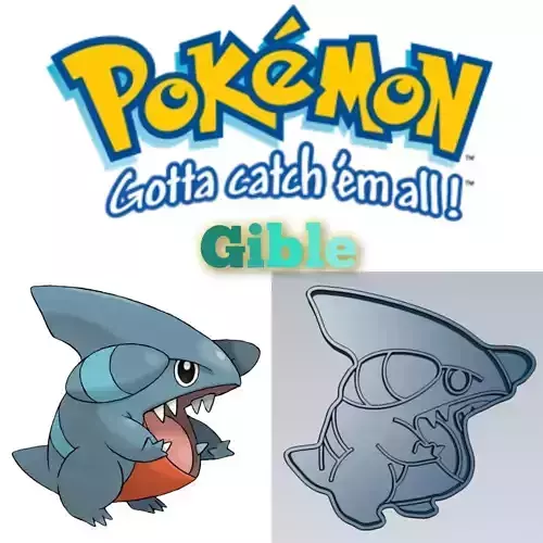 Amazing Pokemon Gibble  Cookie Cutter Stamp Cake Decorating  3D model
