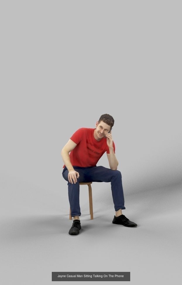 3d crowds and Jayne Midground Casual Man Sitting Cell Phone 3D Model Collection_1