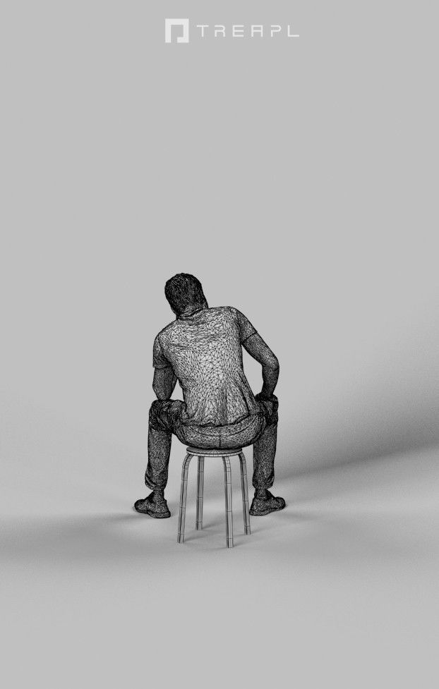 3d crowds and Jayne Midground Casual Man Sitting Cell Phone 3D Model Collection_20