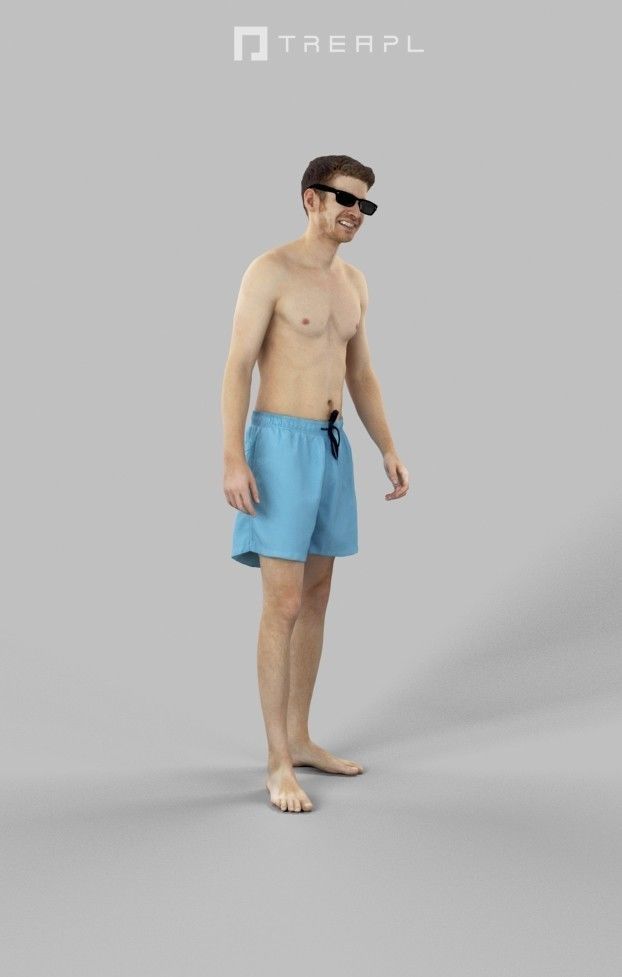 3d crowds and Jayne A Foreground Beach Man Shades 3D Model Collection_17