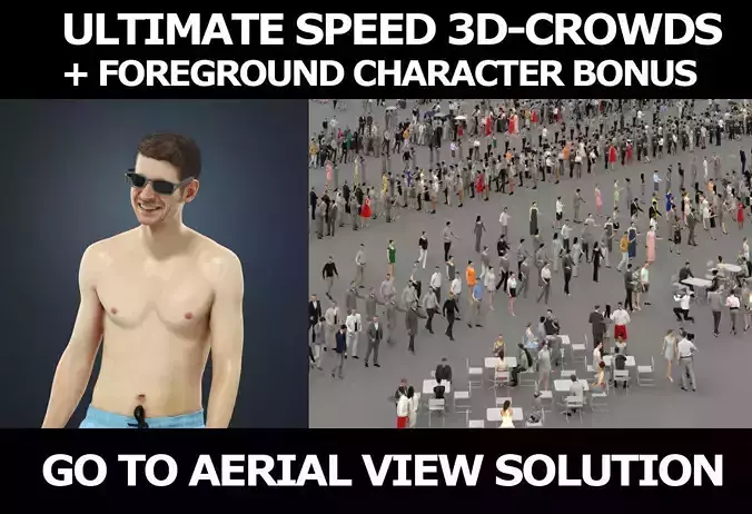 3d crowds and Jayne A Foreground Beach Man Shades 3D Model Collection