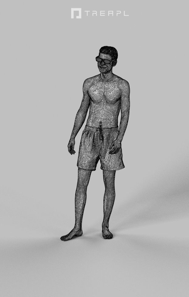 3d crowds and Jayne A Foreground Beach Man Shades 3D Model Collection_20
