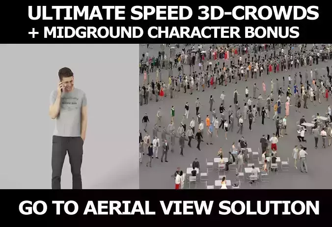 3d Crowds Jayne Midground Casual Man Cell Phone 3D Model Collection