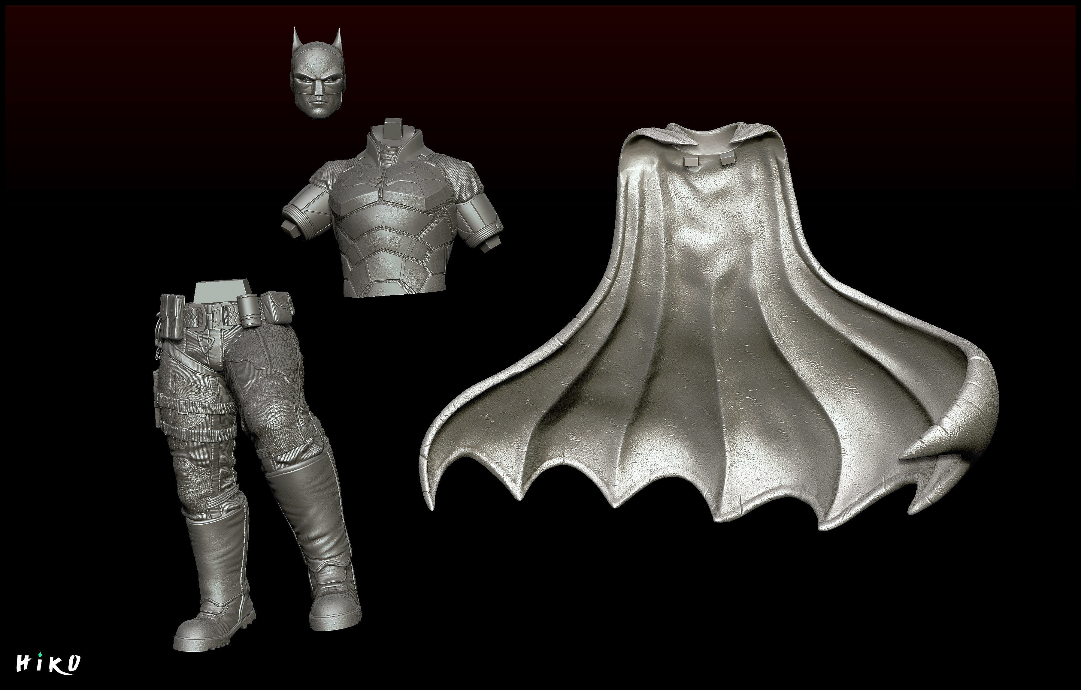 The Batman 2022 - Robert Pattinson STL - 1-6 Scale 3D print model_12