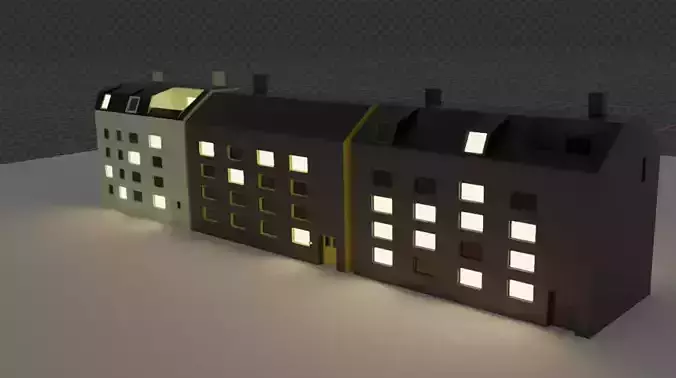 Typical renovated Berlin Buildings from the 1890s LowPoly