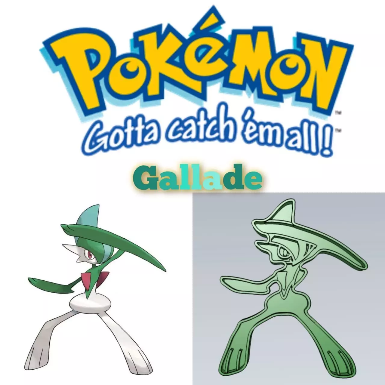Amazing Pokemon Gallade Cookie Cutter Stamp Cake Decorating 3D model_0