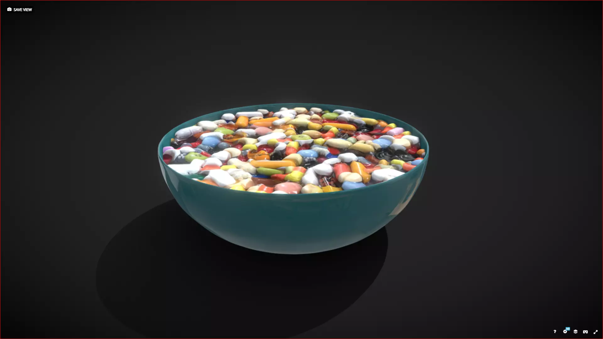Bowl full of pills Low-poly 3D model