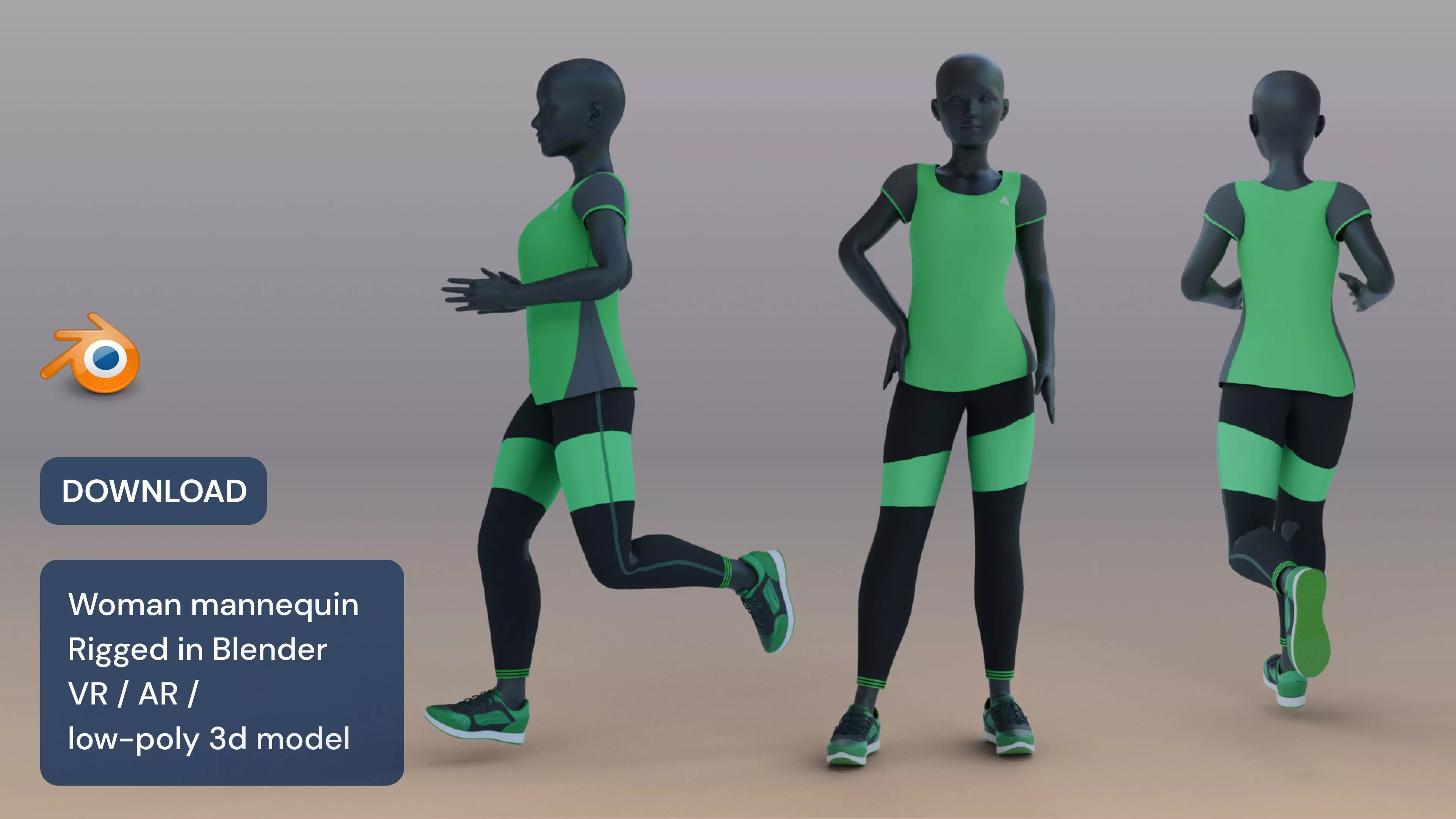 Woman mannequin V3 Rigged in Blender Low-poly 3D model