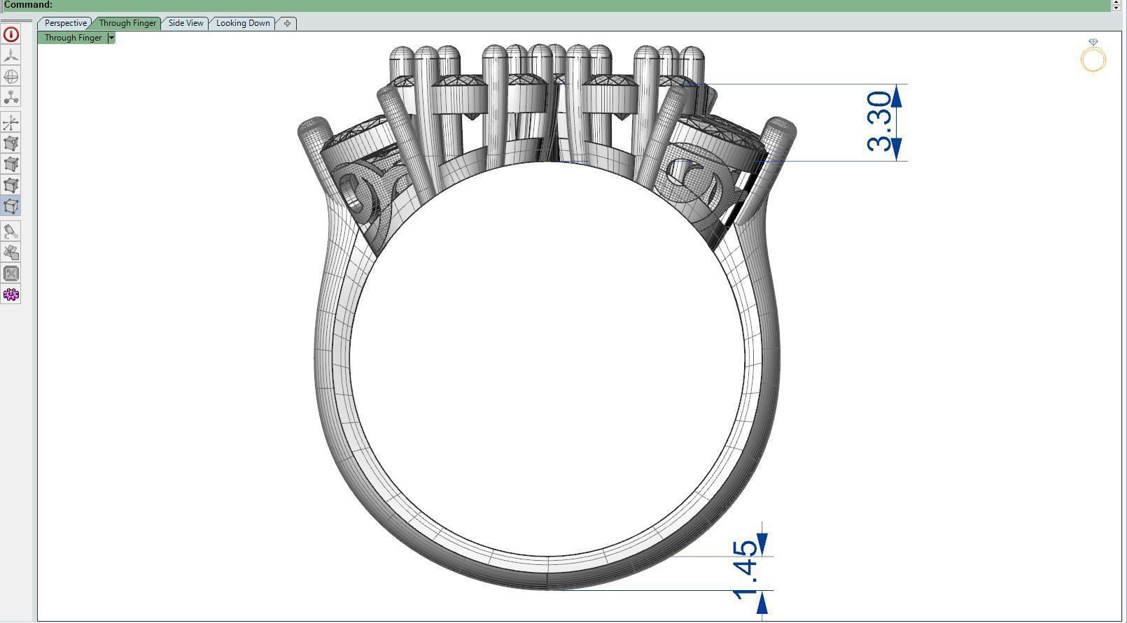 Diamond ring 2F 3D print model_8