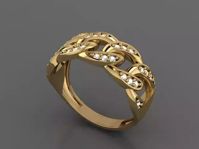 cuban chain woman ring 3D print model